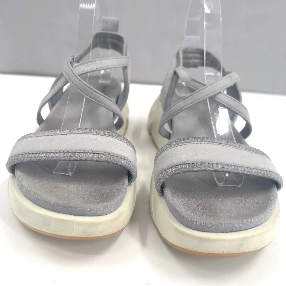 ECCO Chunky Women's Grey Leather Platform‎ Sandals Size EU 40 US 9.5